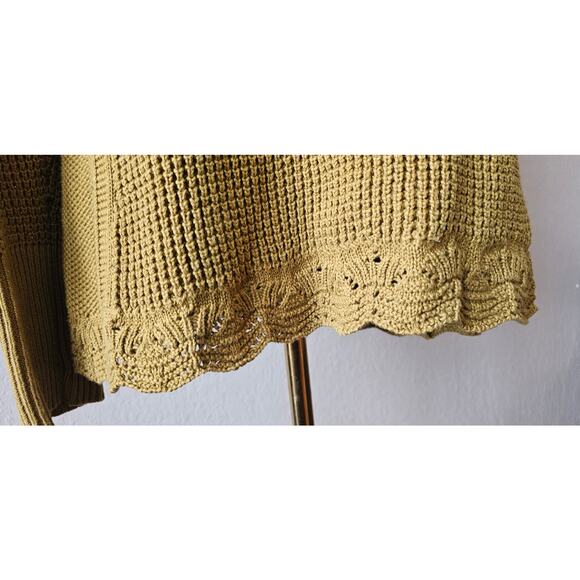 Chicos Textured Lacework Cowl Neck Pullover Sweater Tunic Golden Brown 2 Large - Picture 4 of 8